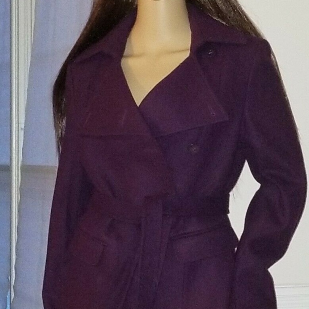Kenar Deep Purple Wool Blend Jacket Coat Size M